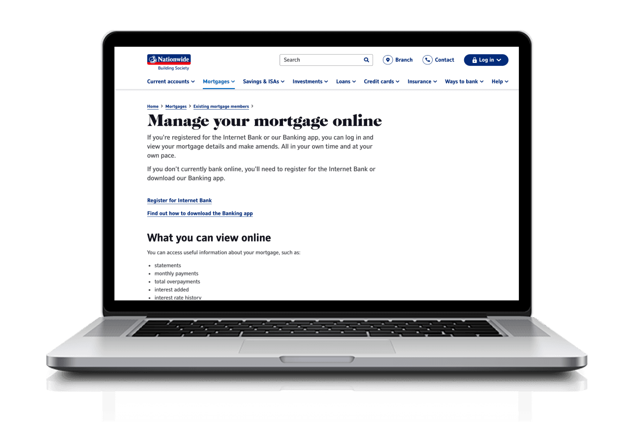 Nationwide - Manage your mortgage support article desktop