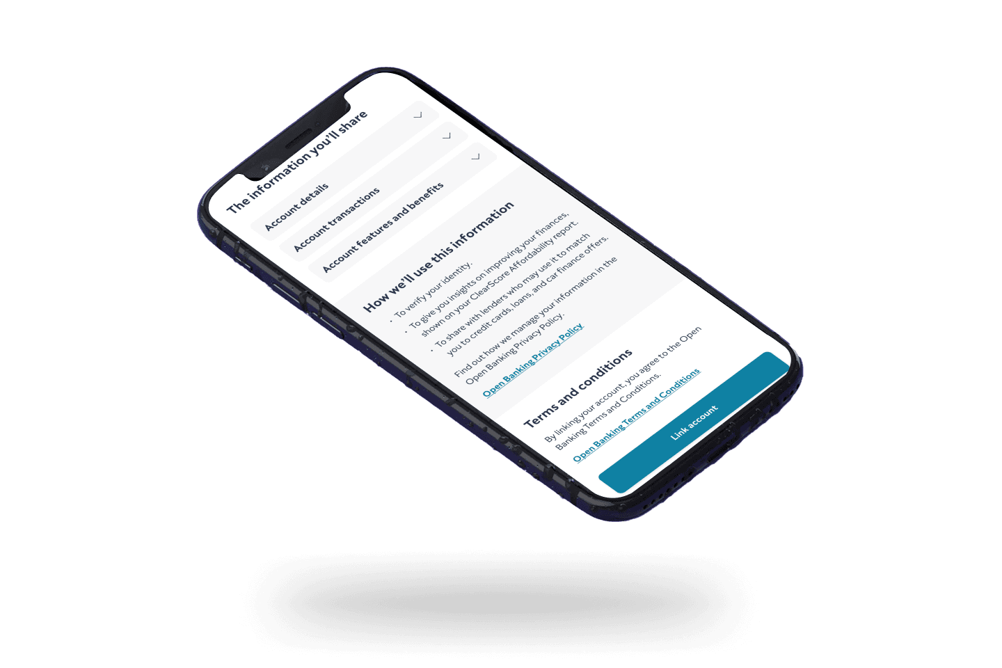 ClearScore - open banking onboarding screenshot