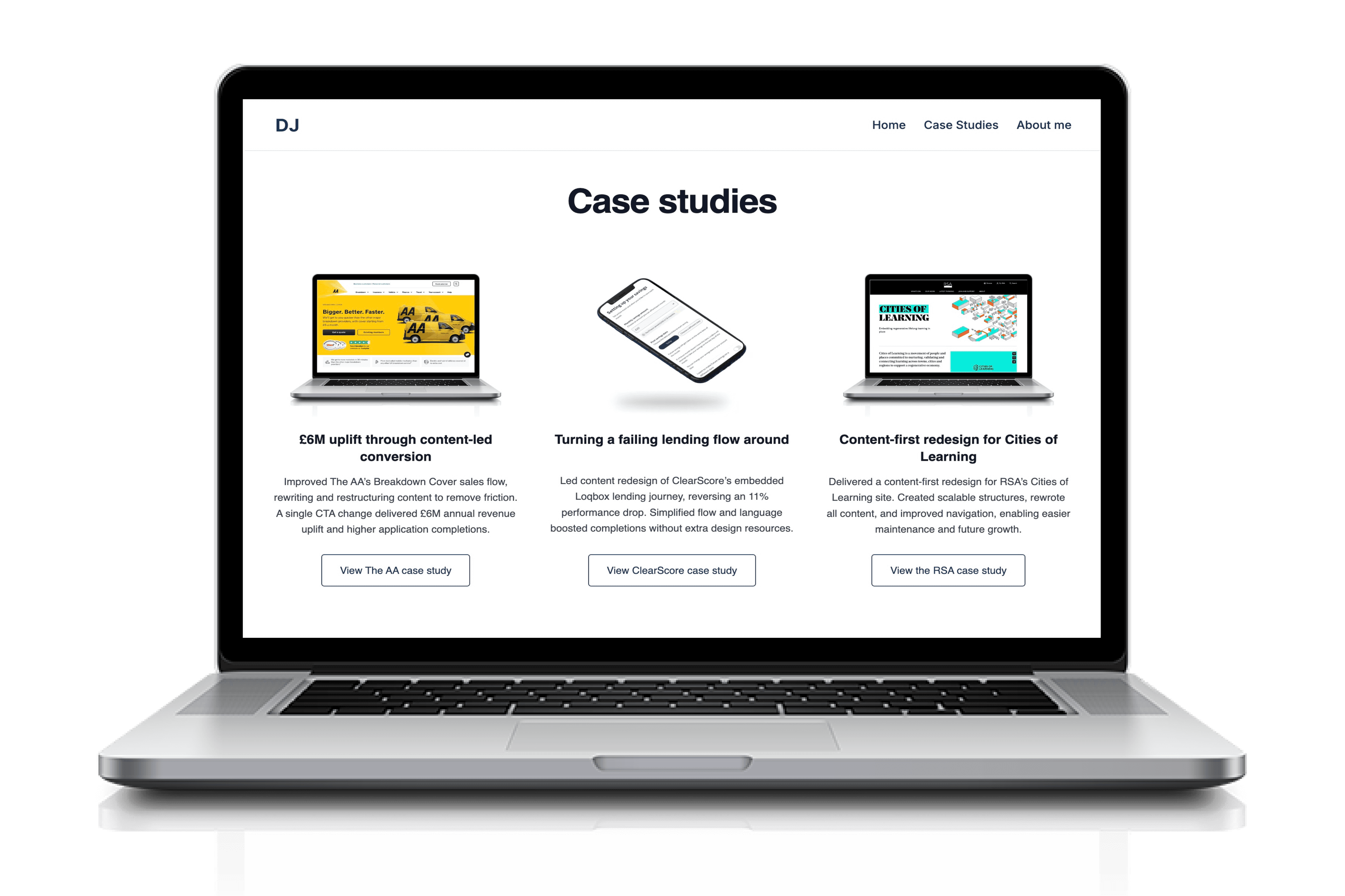 Case study navigation page (Laptop view)