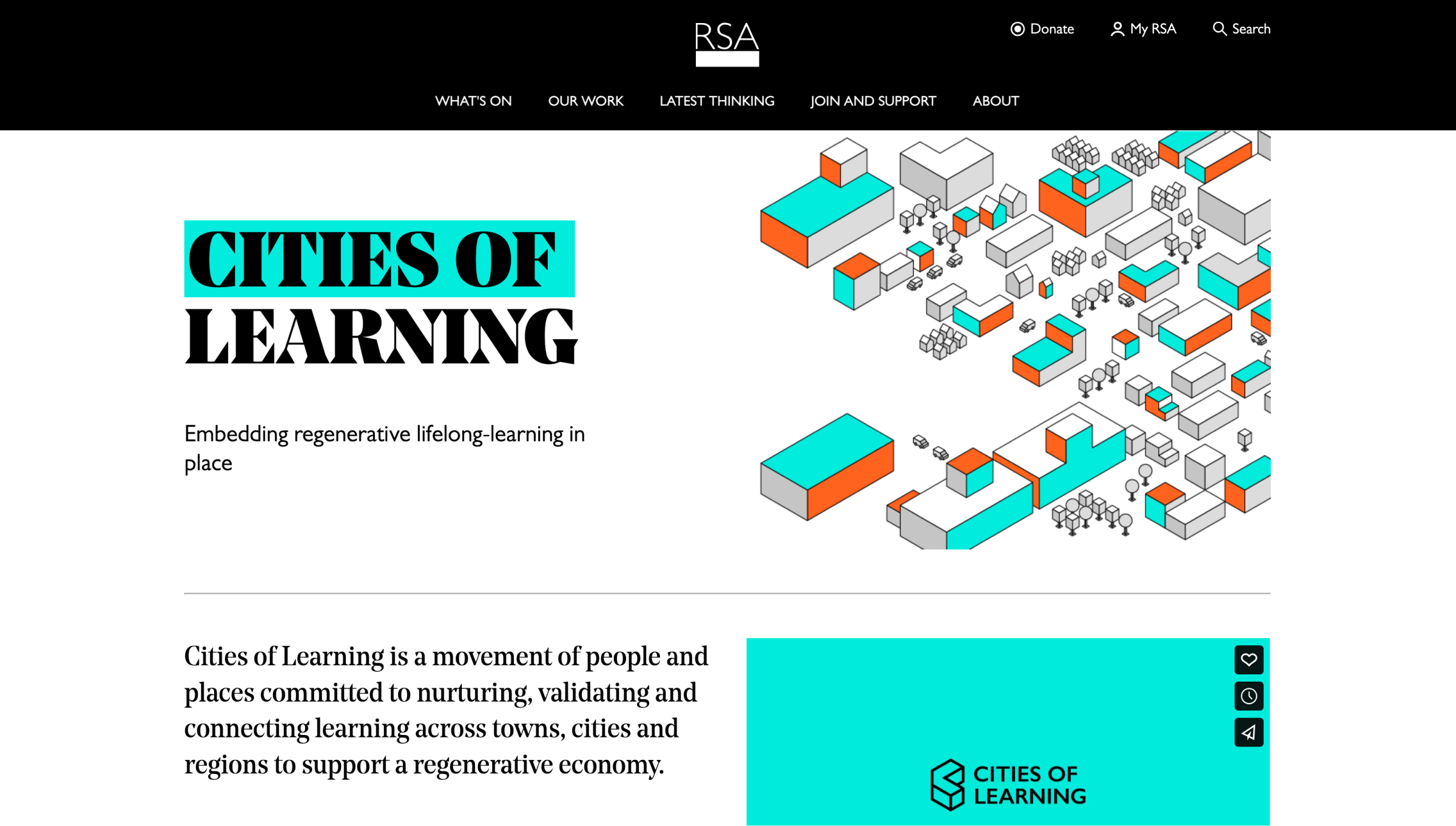 Cities of Learning homepage snapshot